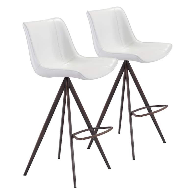 Barstool (Set of 2) - 19.9" W x 22.8" D x 42.7" H - White, Walnut