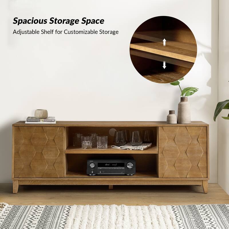August Modern Media Console TV Stand with 2 Drawers and Sliding Doors for TVs up to 78" by HULALA HOME