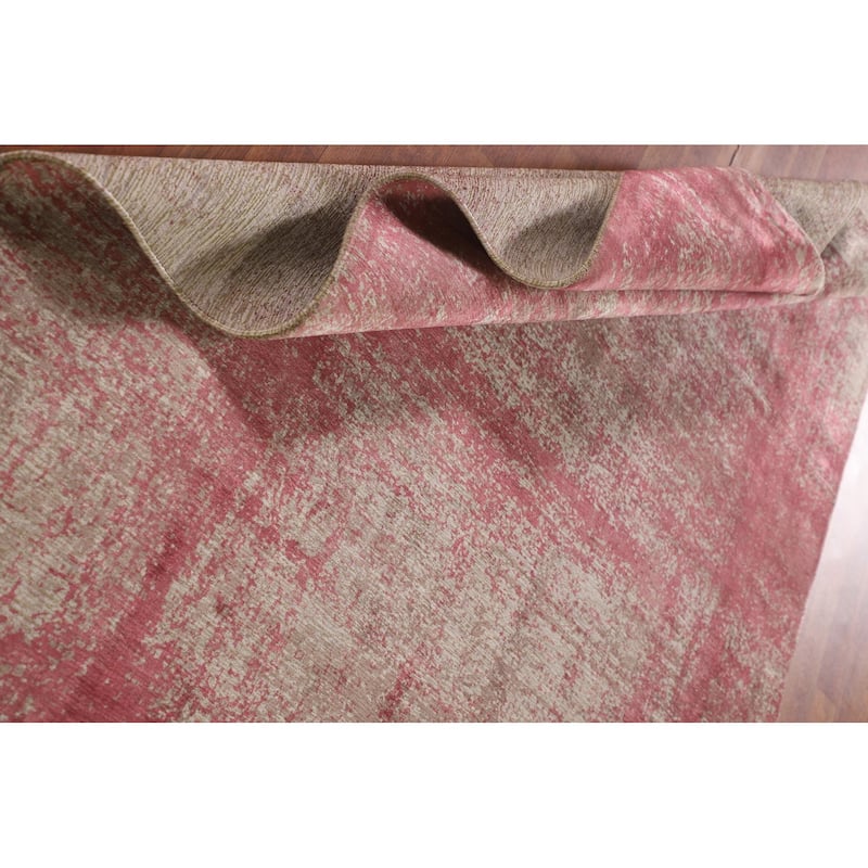 All-Over Pink Abstract Modern Area Rug Handmade Wool Carpet - 5'6" x 8'1"