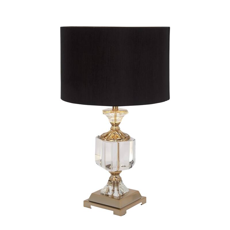 Crystal Room Table or Buffet Lamp with Black Shade and Gold Accents - Black or Gold - Roche River Decor