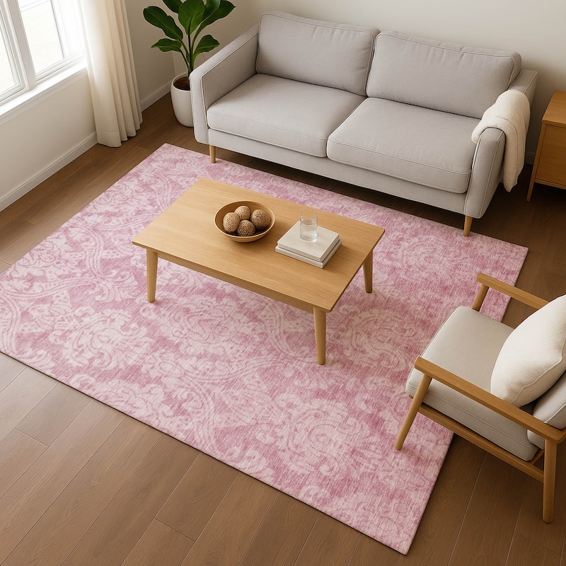 Premium Washable Super Soft Traditional Damask Mayfield Rug
