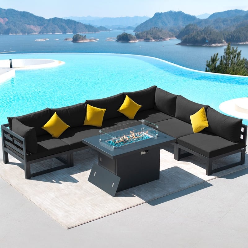 FINCATI Aluminum Outdoor Patio Furniture Conversation Sectional Sofa Set