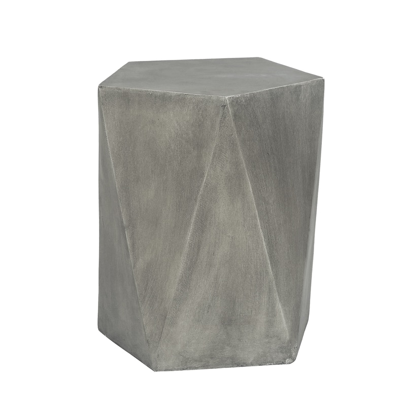 Adeco Modern Concrete Indoor Outdoor Hexagon Side Table