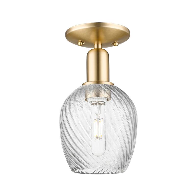 Innovations Lighting 716-1C-11-6 Salina Semi-Flush Salina 6" Wide - Champagne Bronze / Clear Spiral Fluted