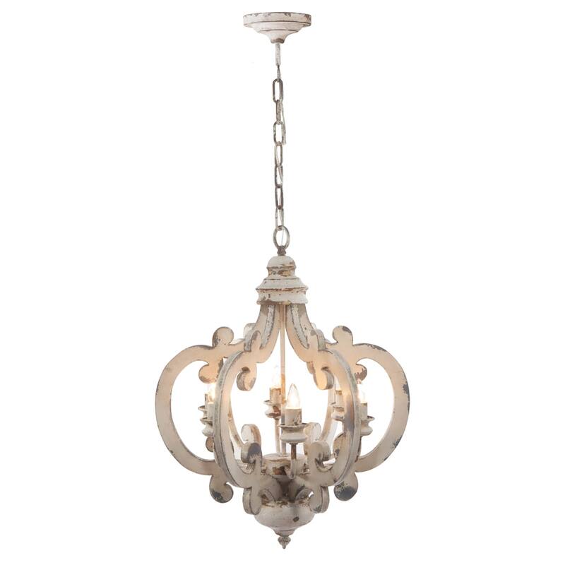 French Country Wood 6-Light Chandelier Fixture with Adjustable Chain