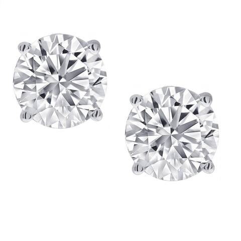 1/2ct TW Round Solitaire Diamond Stud Earrings for Women in 14K White Gold