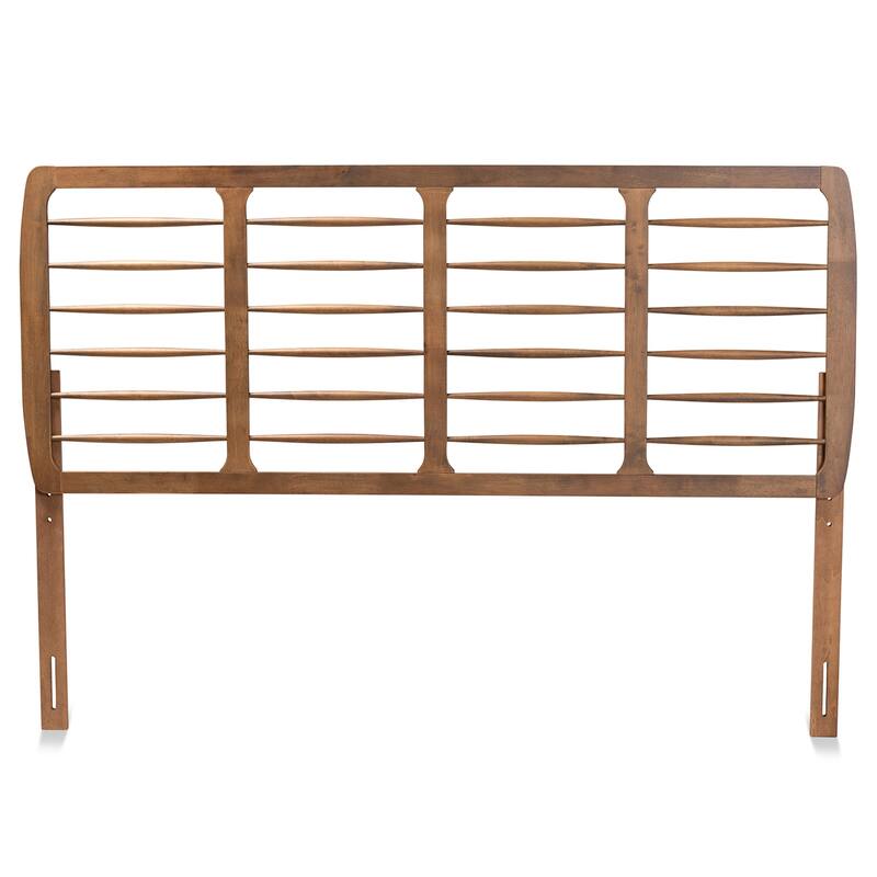 Mid-Century Modern Ash Walnut Wood King Size Headboard with Clean Lines and Warm Retro Inspired Finish