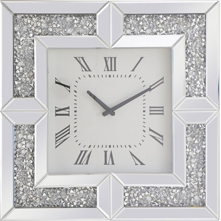 Elegant Lighting Modern 20 Inch Wide Square Crystal Analog Wall Clock ...