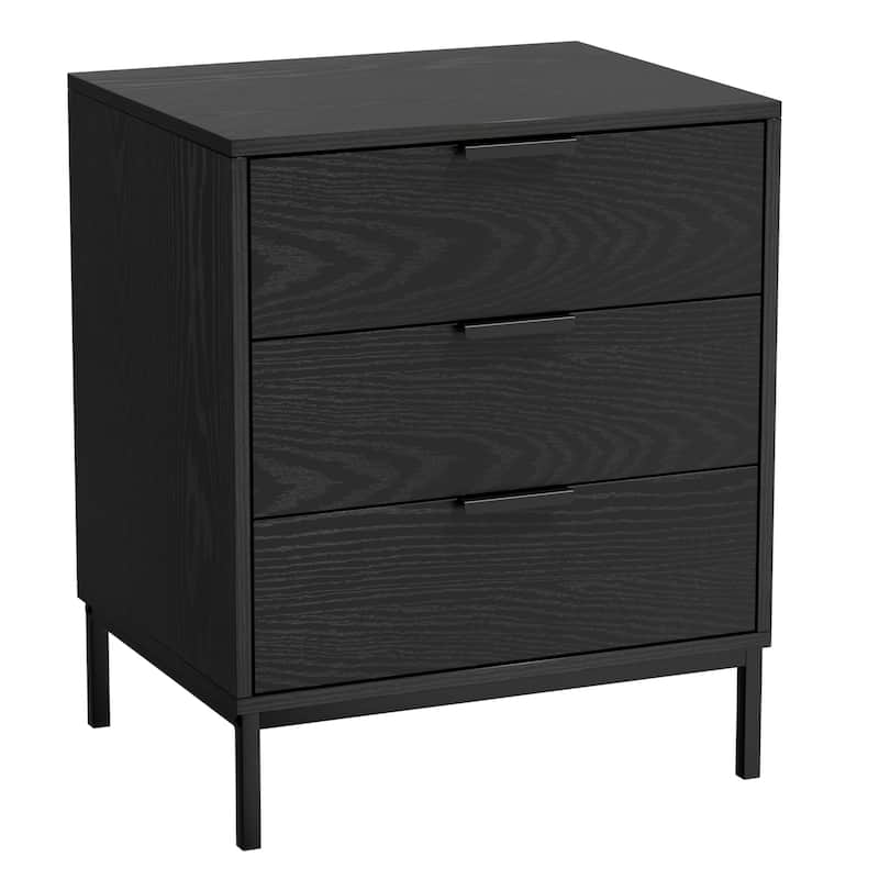 Anmytek Modern 3-Drawer Wood Nightstand Bedside Table End Table for Bedroom