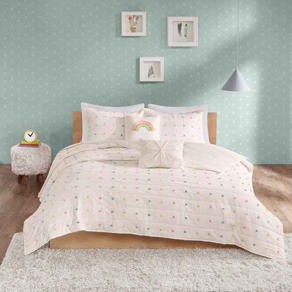 slide 2 of 52, Intelligent Design Kids Ensley Pom Pom Cotton Jacquard Quilt Set with Throw Pillows