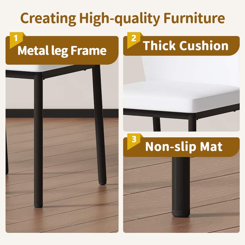 Luxury Simple Chair - Set of 6 PU Material High Resilience Dining Chair, Chair Back Has a Vertical Stripe Design