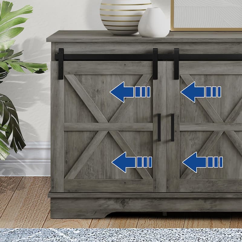 Evelynn TV Stand Sliding Barn Door Farmhouse Wood Entertainment Center for TVs Up to 65" White