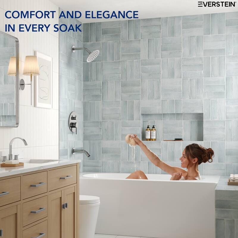 6" Dual-Function Tub and Shower Faucet Set, Modern Tub And Shower Trim Kit Valve Included