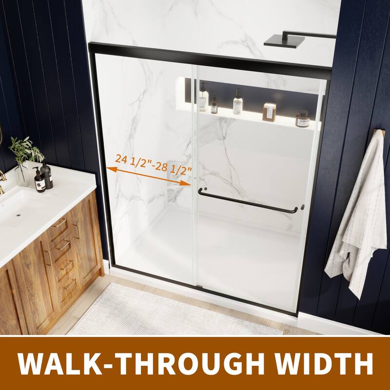 Modland 56-60"x70'' Adjustable Double Sliding Shower Door, 1/4" ANSI Glass with Nano Coating, Framed Bypass Enclosure