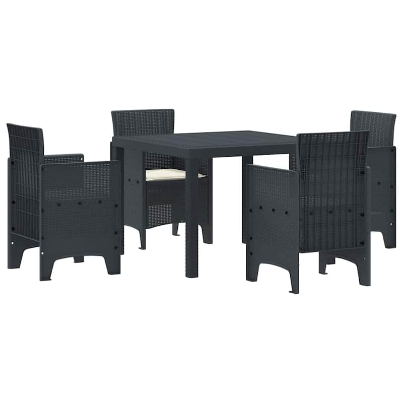 vidaXL Garden Dining Set 3/5 pcs Anthracite/Brown Polt rattan - 100 x 100 x 73 cm
