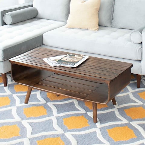 Adelina Mid-Century Solid Wood Coffee Table in Brown