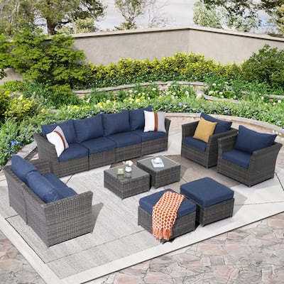 Outdoor 12-piece Wicker conversation set Patio Sofa Furniture