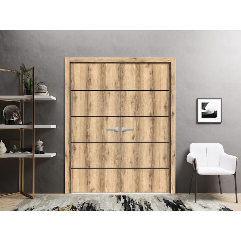 Slab Barn Door Panel 18 x 80 Planum 0015 Oak with Sturdy Finished