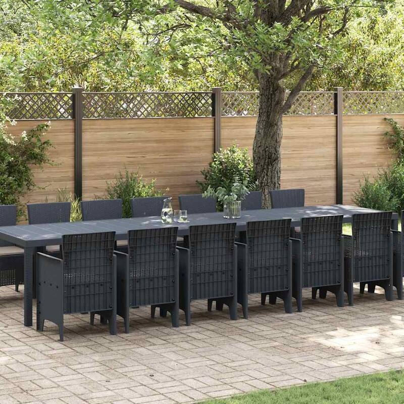 vidaXL Garden Dining Set 17 pcs Poly rattan - 157 x 39 x 29 - Anthracite version 3