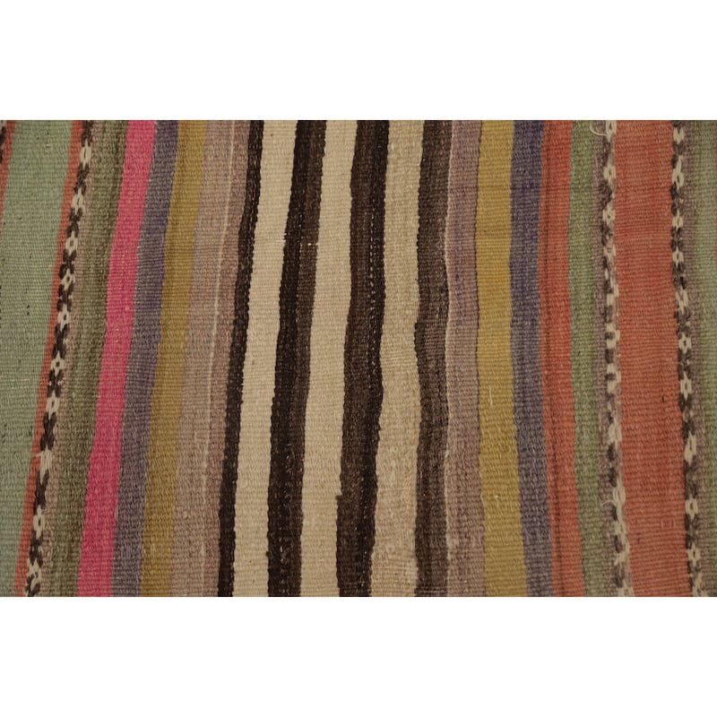 Hand Woven Oriental 100% Wool Carpet Southwestern Tribal Multi-Colored Kilim Area Rug - 8' 2'' X 5' 5''