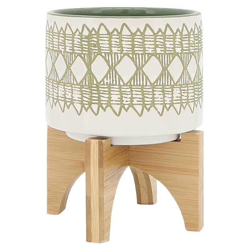 Sagebrook Home Abstract Ceramic Planter on Stand Indoor/Outdoor