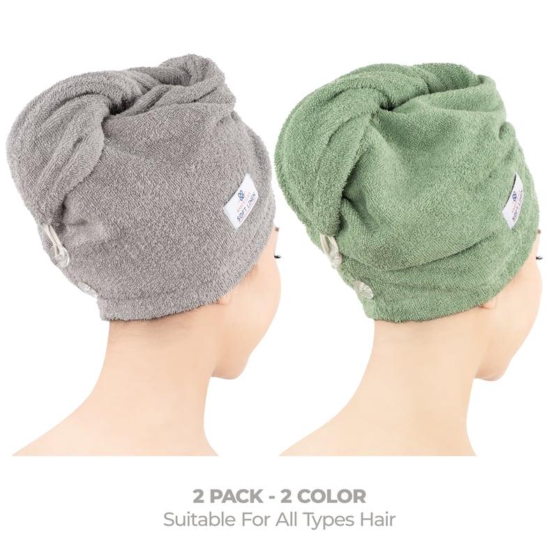 American Soft Linen 100% Cotton Hair Drying Towels for Women, Cotton Hair Turban Turkish Towel Wrap, Head Towel Cap for Hairs