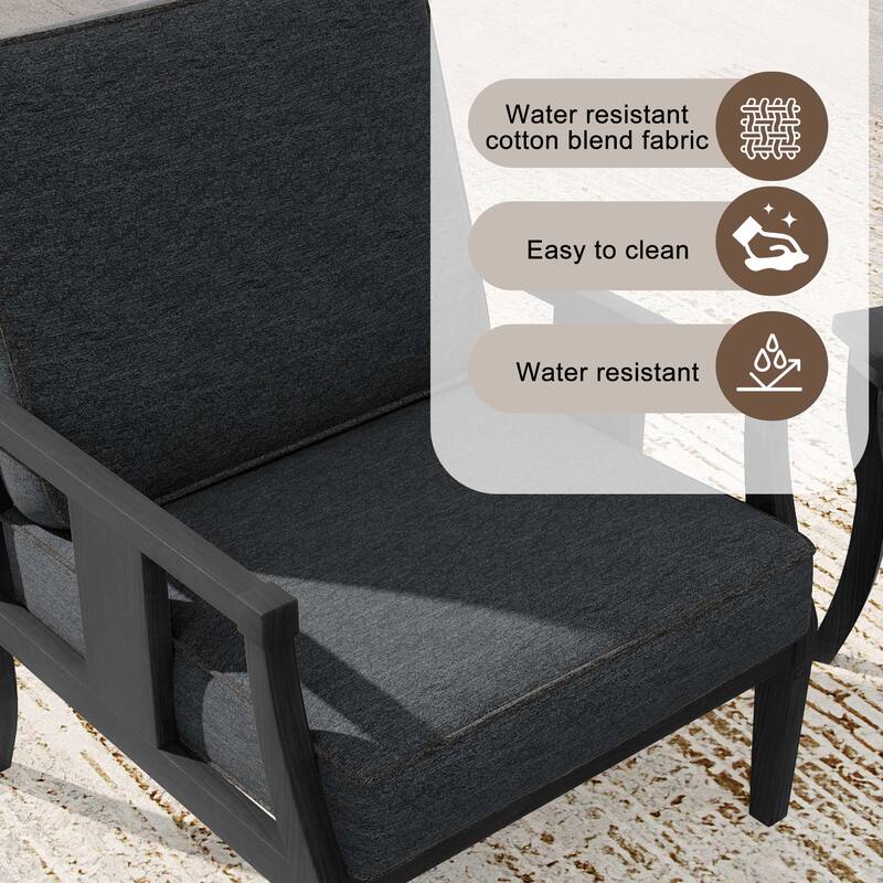 Wood Patio Bistro Set with Water-Resistant Cushions(Set of 3)