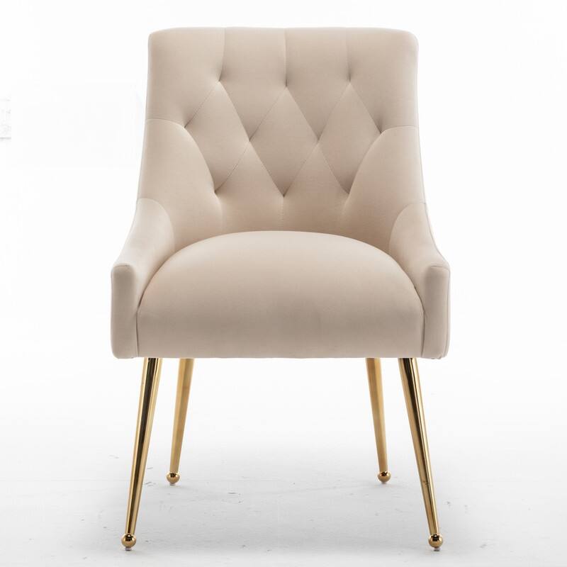 SEYNAR Modern Velvet Dining Chairs Set of 4, Upholstered Accent Chair Tufted Back Armless Chair with Back Pull