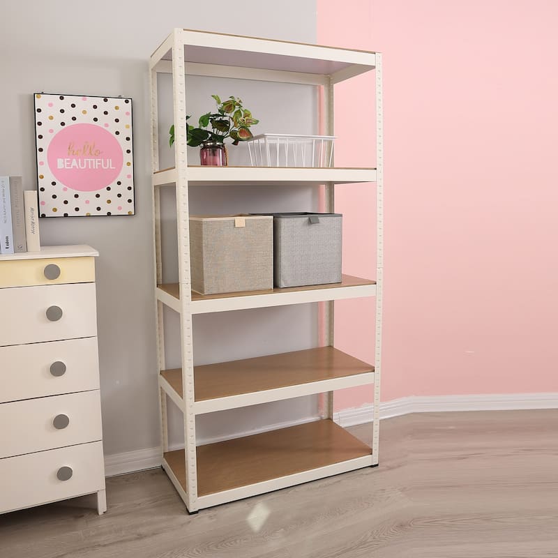 Storage Shelves - 5 Tier Adjustable Garage Storage Shelving - White