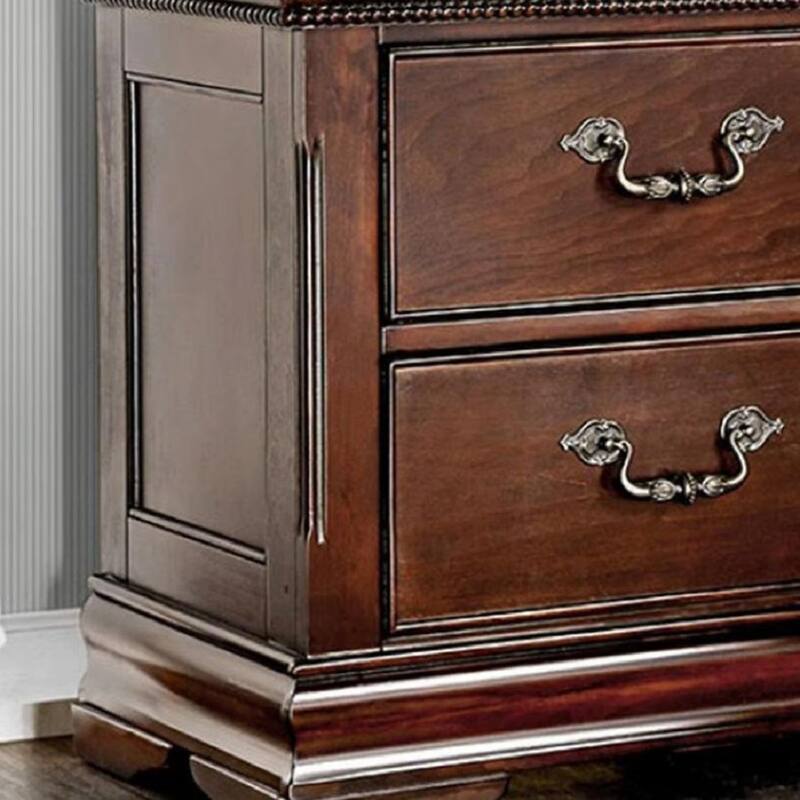 Classic Cherry 2-Drawer Nightstand, Hidden Top Drawer, Pewter Hanging Pull, 28" Tall