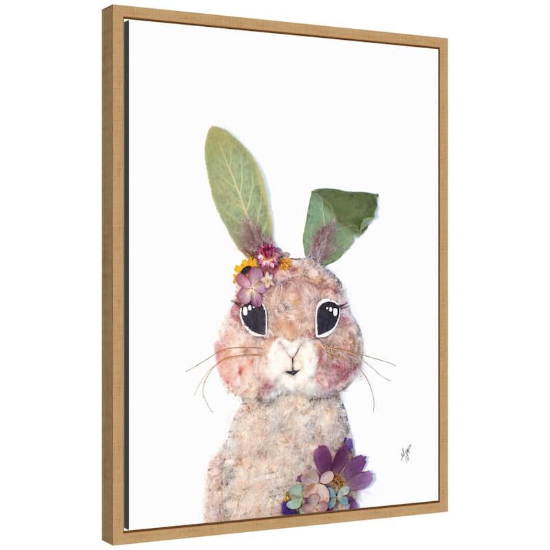 Kate and Laurel Bunny by Madeline Jeppesen Framed Canvas Wall Art Print - 18x24 - Natural