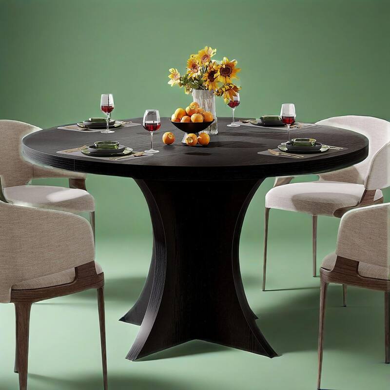 47” Round Particle Board Kitchen Dining Table Perfect to 4-6 People for Meals or Games - 47.24”L x 47.24”W x 29.92”H