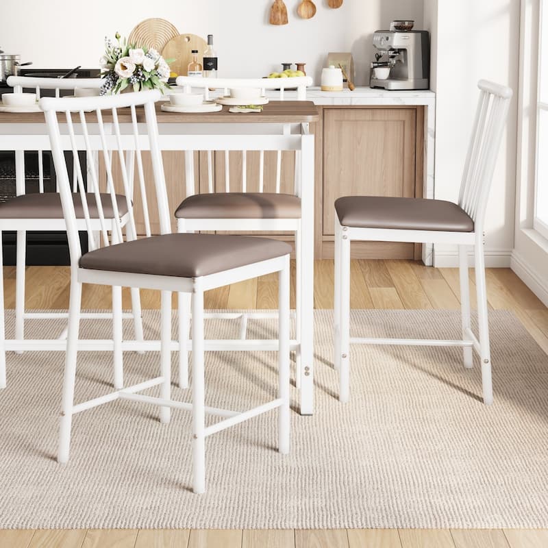 5-Piece Rectangular Dining Table Set with 4 Upholstered Chairs