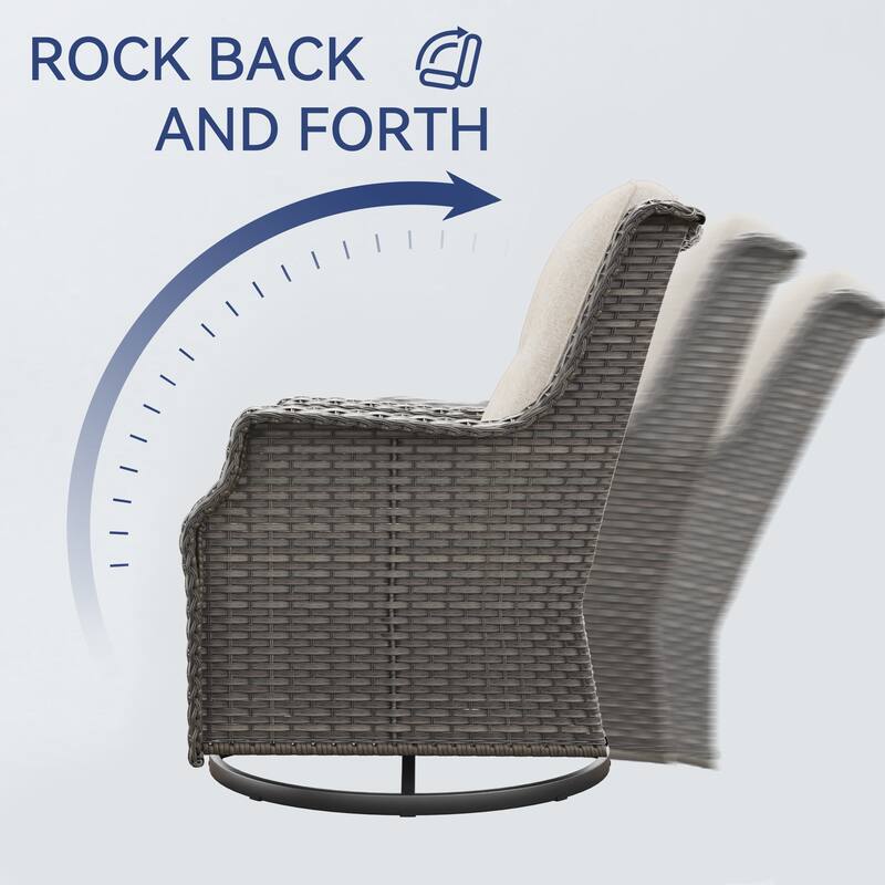 Cozywor Wicker Patio Outdoor Lounge Chair Swivel Rocking Chair