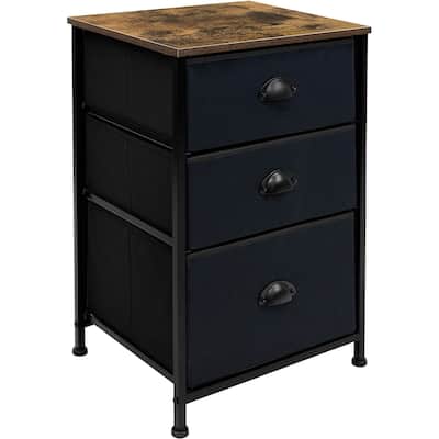 Sorbus Nightstand with Top Shelf and 3 Drawers - Wood Farmhouse Décor Style