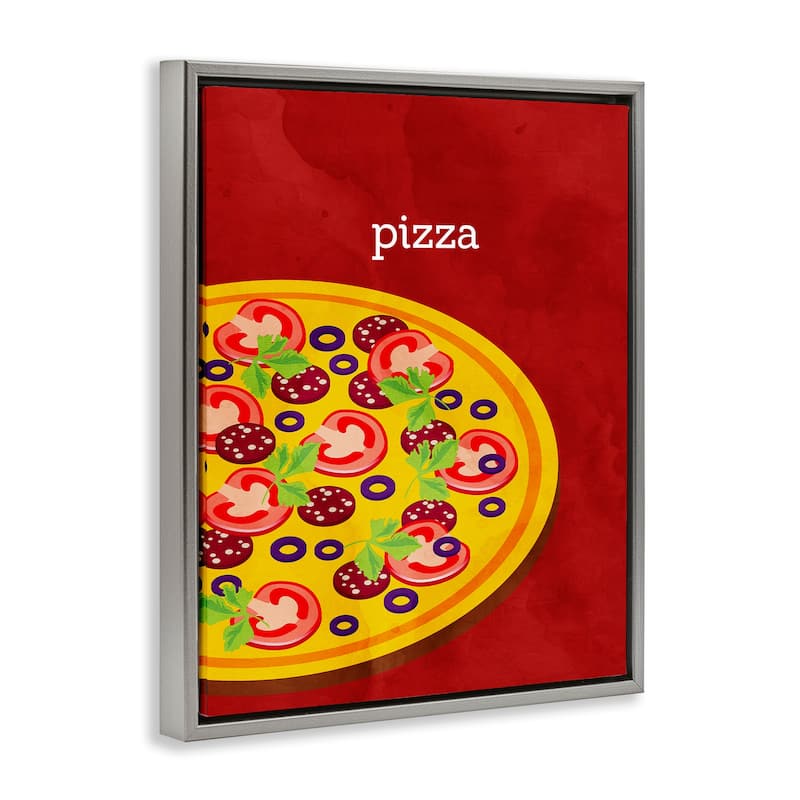 Stupell Tasty Savory Pizza Framed Floater Canvas Wall Art Design By Kim Allen