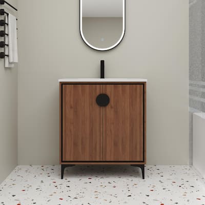 Beingnext 24"/30" Bathroom Vanity with Sink, Freestanding Bathroom Vanity with Soft Close Door and Adjustable Shelf