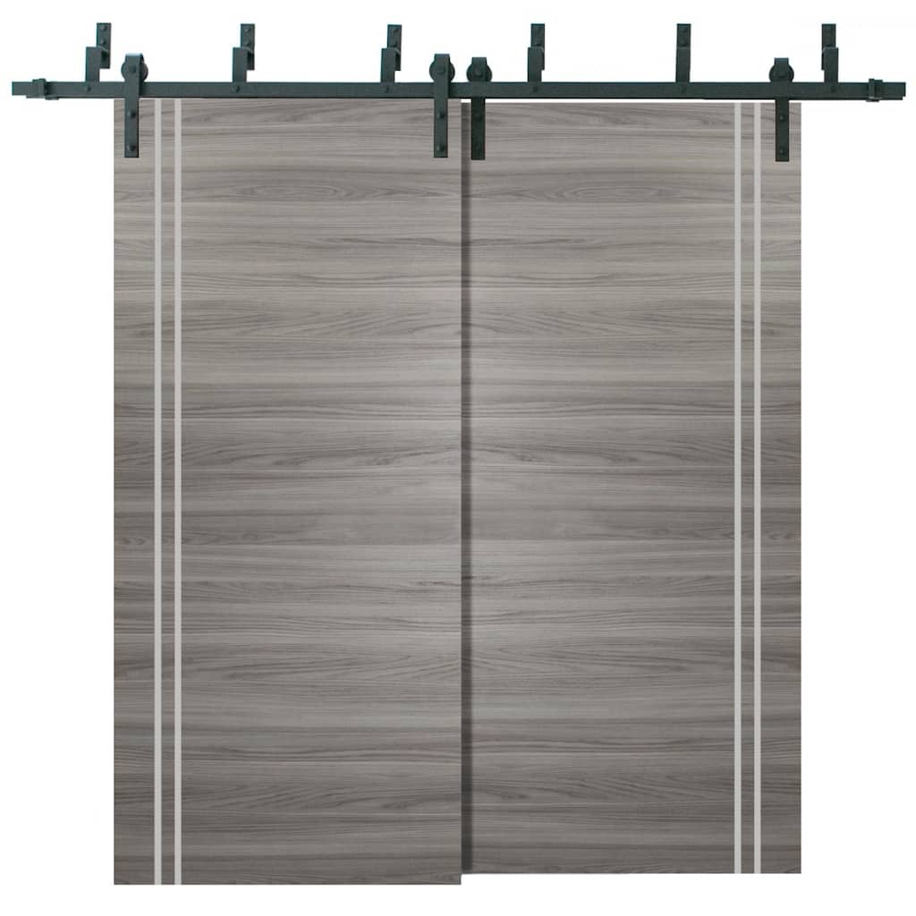 Barn Bypass Doors 72 x 80 Planum 0310 Ginger Ash with Sturdy 6.6ft
