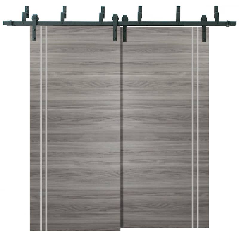 Sturdy Barn Door 36 x 80 Planum 0310 Ginger Ash with 6.6FT - Grey - 56" x 80" ( 2* 28x80)