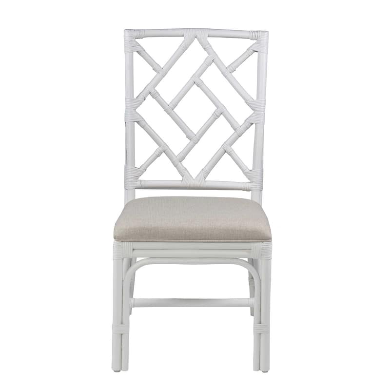 Natural Rattan Handmade Chippendale Cushioned Dining Chairs by East at Main