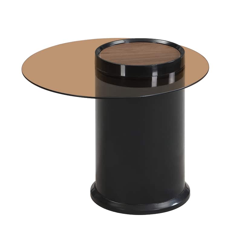 Modern Round Nesting Coffee Tables – Set of 2 with Storage Drawer (Black Plastic, Large: 27.56" & Small: 19.69")‌