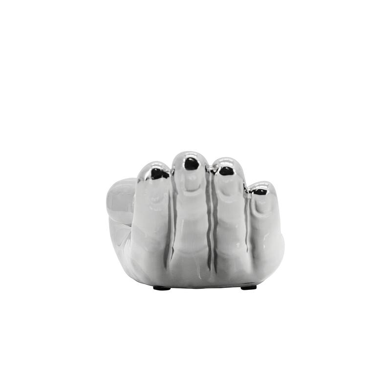 Sagebrook Home 8" Ceramic Asking Hand Statue Decor Ceramic Artsy Desk Sculpture Creative Decorative Art Sculpture - 8" x 4" x 4"