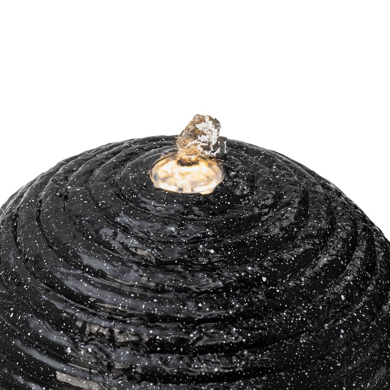 Demta Floating Pedestal Sphere Polyresin LED Garden Fountain with Pebbles by Havenside Home