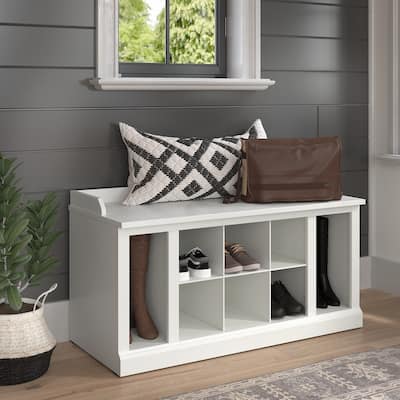 Woodland 40W Shoe Storage Bench with Shelves by Bush Furniture