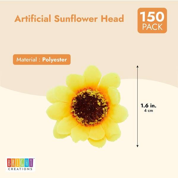 Artificial Sunflower Heads, Bulk Yellow Silk Flower Decorations (1.6 In