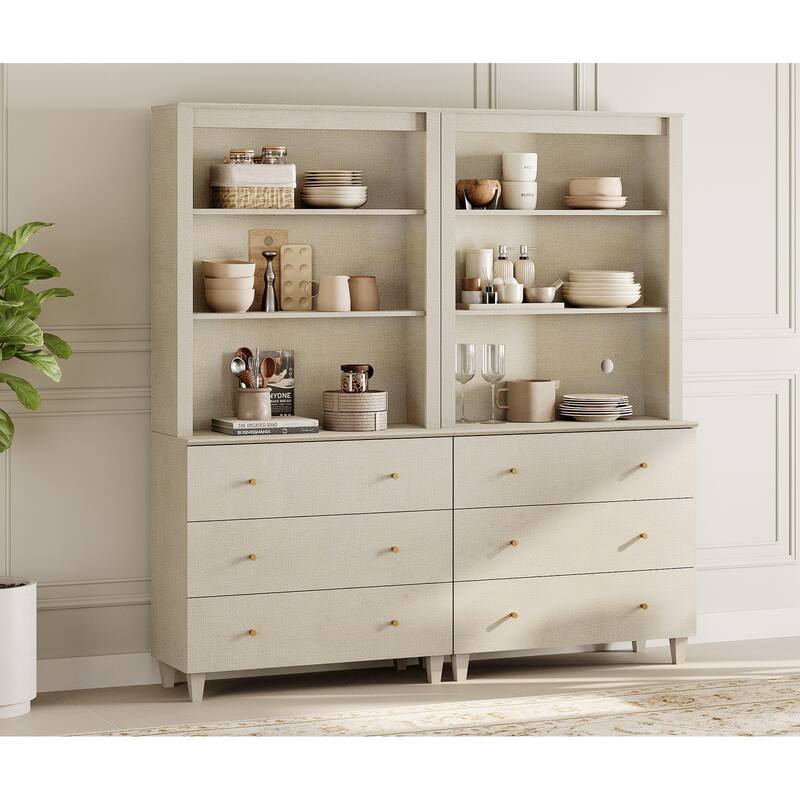 Modern 71" Tall Pantry Cabinet with Drawers & Adjustable Shelf for Kitchen