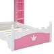 preview thumbnail 4 of 4, Castle-Shaped Twin Bed with Storage Shelf, Dreamy Kids' Platform Bed, Pink + White