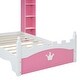 preview thumbnail 5 of 7, Twin Size Castle-Shaped Platform Bed, Wood Storage Bed with Storage Shelf, Wood Dreamy Bed Frame, Kids, Teens, Pink+White