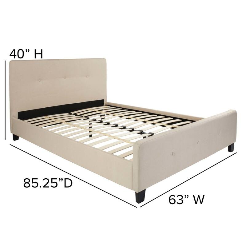 Button Tufted Upholstered Casual Style Platform Bed