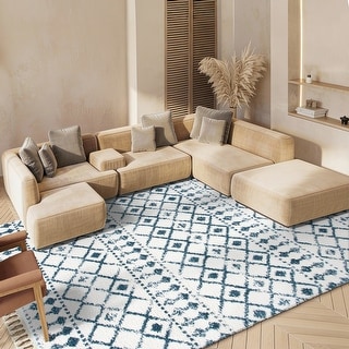 SAFAVIEH Berber Fringe Shag Liller Trellis Area Rug